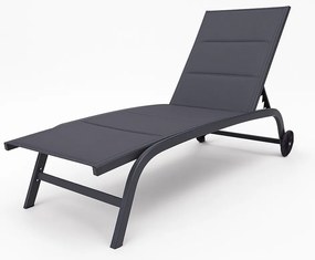 Kerti nyugágy kerekekkel 184 x 60 x 35 cm, sötétszürke