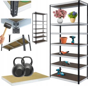 Tárolószekrény fém állvány Helios 270x120x35cm 7Px275kg Tömör