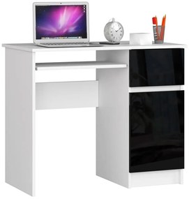 Íróasztal - Akord Furniture - 90 cm - fehér / magasfényű fekete