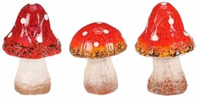 Őszi dekoráció Kerámia gomba szett, 3 db
