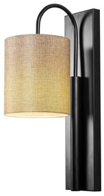 Julia fekete fém falilámpa világosbarna búrával - Opviq lights