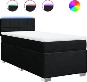 vidaXL fekete szövet rugós ágy matraccal 80 x 200 cm
