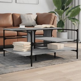 Szürke sonoma szerelt fa dohányzóasztal 100x100x48,5 cm