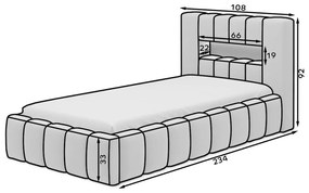 Sötétkék kárpitozott ágyneműtartós egyszemélyes ágy ágyráccsal 90x200 cm Lamica – ELTAP