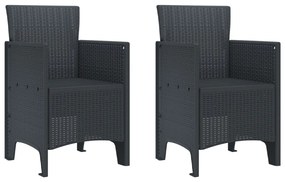 3 darabos kertibútor étkező garnitúra szénszínű poli rattan