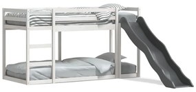 fehér tömör fenyő emeletes ágy csúszdával és létrával 80x200 cm