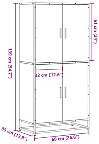 barna tölgy színű szerelt fa magasszekrény 68 x 35 x 139 cm