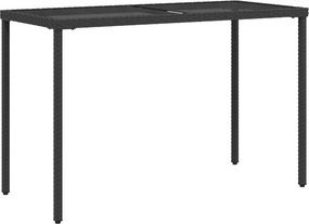 vidaXL fekete polyrattan üveglapos kerti asztal 115x54x74 cm