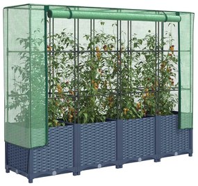 rattan megjelenésű magaságyás melegháztakaróval 160x40x138 cm