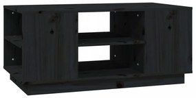 fekete tömör fenyőfa dohányzóasztal 90 x 49 x 40,5 cm
