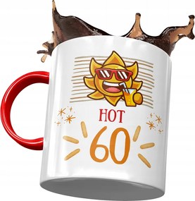 Piros Bögre Születésnapra 60 60-es 60-as Ajándék Nyomtatott Fotóval