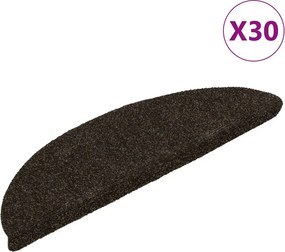 vidaXL öntapadós lépcsőszőnyegek 30 db sötétbarna félkör alakú 56 x 17 x 3 cm