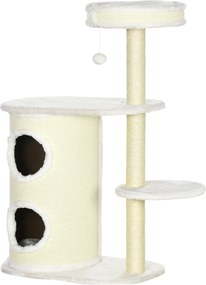 PawHut Macska Fakó, 100 cm, Mászófa Karcoló Hengerrel, Macska Karcoló Oszlop, Macska Fakó Szizálos Oszloppal és Játék Labdával, Macska Bútor Párnával,