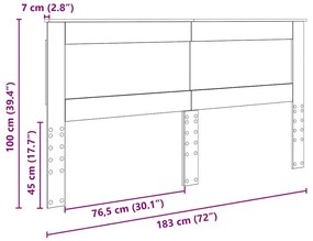 Fejtámla fejtámlával Beton Szürke 180 cm Faanyag
