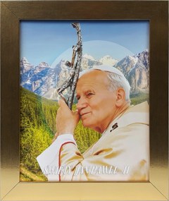 Vászonkép 30x25 Szent II. János Pál Pápa Arany Keret