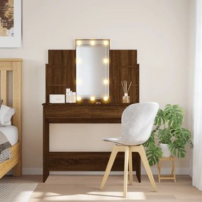 barna tölgy fésülködőasztal LED-del 96x40x142 cm