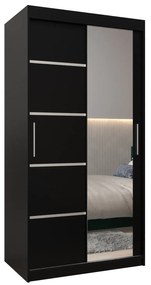 Ruhásszekrény 100 cm tükörrel Verika 2 100 (fekete). 1063762
