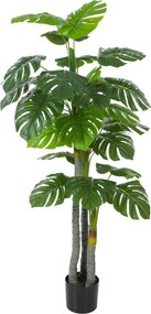 HOMCOM Műnövény Monstera, 1,5 m – élethű törzs és ágak, 20 nagy levél, csereppel | Aosom