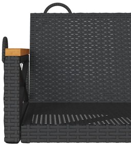 fekete polyrattan hintapad 63 x 62 x 40 cm