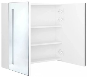 fényes fehér LED-es tükrös fürdőszobaszekrény 62 x 14 x 60 cm