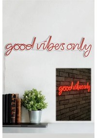 Műanyag LED-es fali dekoráció, Good Vibes Only - Red