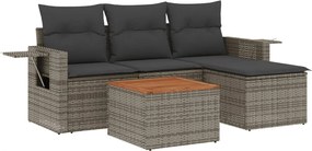 vidaXL 5 részes szürke polyrattan kerti ülőgarnitúra párnákkal