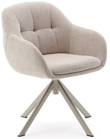 Bézs kárpitozott karfás étkezőfotel Dorina – Kave Home