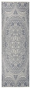 kék mintás lapos szövésű kültéri szőnyeg 80 x 250 cm