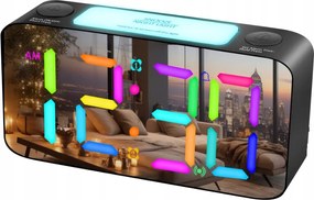 Ébresztőóra Hangos 120dB Digitális Rgb Tükrös Óra Éjjeli lámpa Usb A Type-C