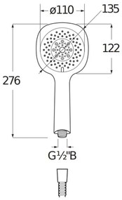 JIKA H3611X20044711 - CUBITO kézi zuhany, fényes króm