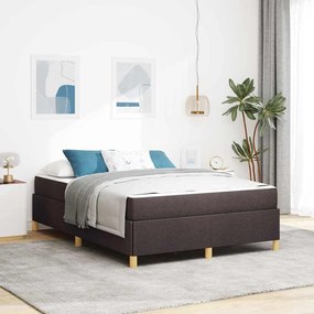 Boxrugós ágy matracmal Sötétbarna és fehér 140 x 200 cm szövet