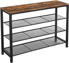 Cipőtároló polc 4 szintes, rusztikus barna 100x30x72cm