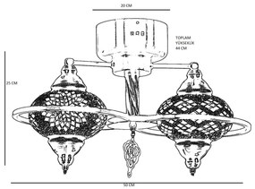 YENI felületre szerelt csillár 1xE27/40W/230V, bronzszínű