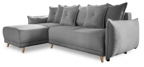 Szürke kordbársony kinyitható sarokkanapé (variálható) Lazy Lukka – Miuform