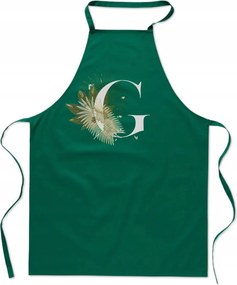 Konyhai Kötény zöld G Betűvel monogram Gergely FA_397_z