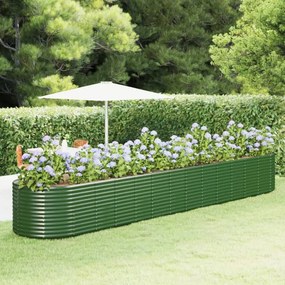 Zöld porszórt acél kerti ültetőláda 554 x 100 x 68 cm