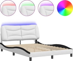 vidaXL fehér és fekete ágykeret LED-ekkel matrac nélkül Hvar 140 x 190 cm