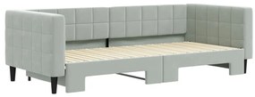 világosszürke kihúzható bársony heverő 90 x 200 cm