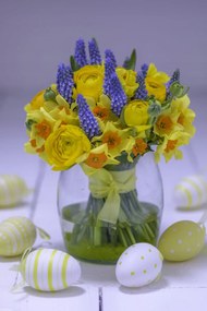 Poszter 30x45cm Húsvéti tojások egy csokor virág körül 3, Assaf Frank