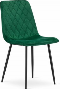 Étkező garnitúra 1 + 4, fekete asztal RAMOD 100x60 cm márvány dekor + zöld TURIN szék fekete lábakkal