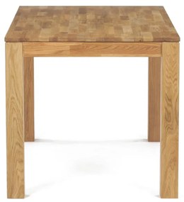Étkezőasztal 140x80x75, tömör fehér tölgy, olajos felületkezelés, 8x8 cm-es lábak
