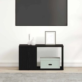 fekete tölgy színű szerelt fa TV-szekrény 60x24x32 cm