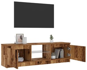 antik fa színű szerelt fa TV-szekrény LED-ekkel 120x30x36 cm
