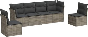 vidaXL 6 részes szürke polyrattan kerti ülőgarnitúra párnákkal