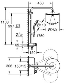GROHE 26509000 - EUPHORIA SMARTCONTROL 260 mm zuhanyrendszer, fényes króm