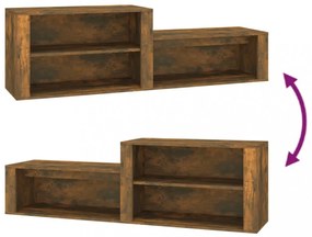 füstös tölgy színű szerelt fa cipősszekrény 150x35x45 cm