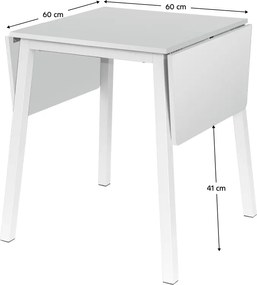 Étkezőasztal, MDF fóliázott/fém, fehér, 60-120x60 cm, MAURO