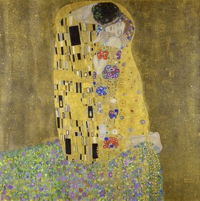 Gustav Klimt - Festmény reprodukció Gustav Klimt - Kiss, (40 x 40 cm)