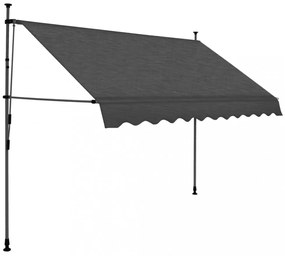 antracitszürke kézzel kihúzható LED-es napellenző 250 cm