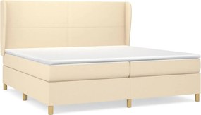 vidaXL krémszínű szövet rugós ágy matraccal 200 x 200 cm